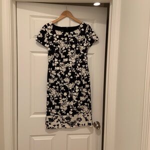 Talbots Black and White Floral Midi Dress